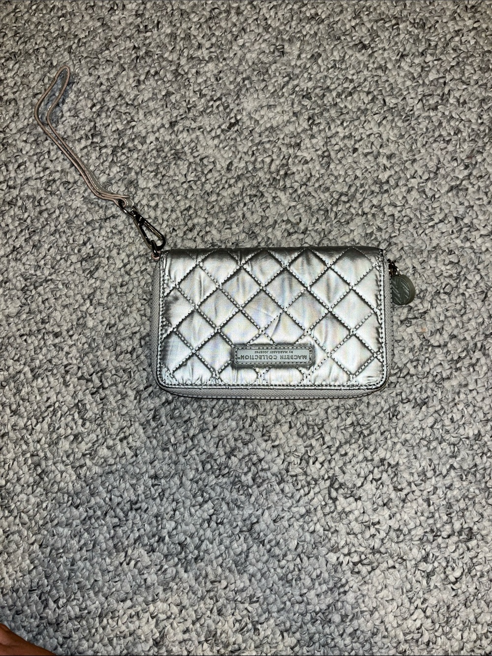 Macbeth Collection by Margaret Josephs Metallic Silver Quilted Wristlet